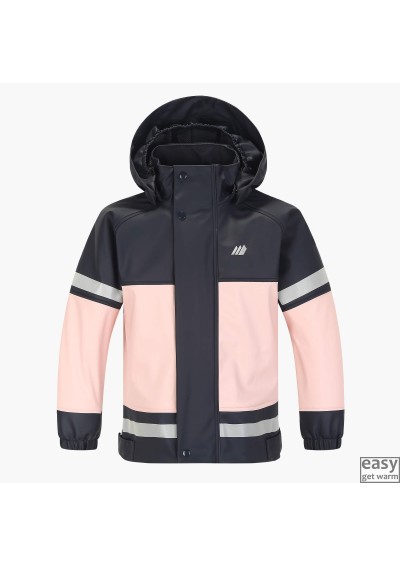 Rain jacket with fleece lining for kids SKOGSTAD LISTA light pink