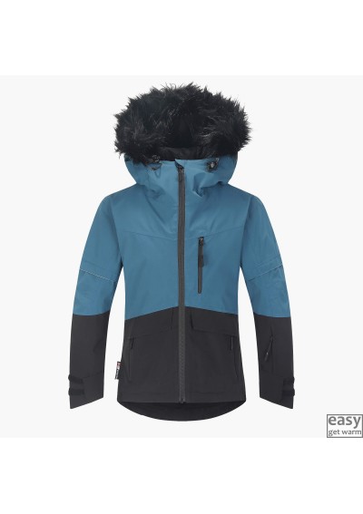 Winter skiing jacket for girls SKOGSTAD KOLLEFJELLET blue teal