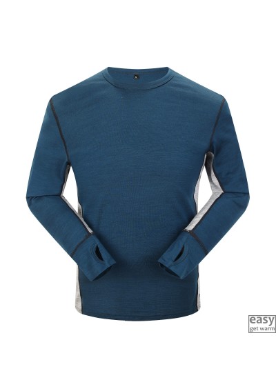Thermo merino wool t-shirts for men SKOGSTAD LEKNES blue teal