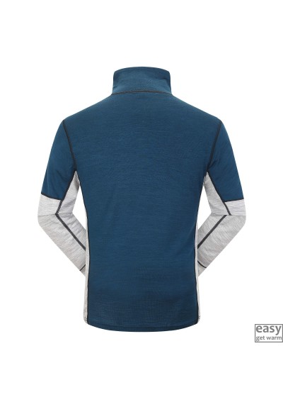 Vyriški merino vilnos termo marškinėliai su pusiniu užtrauktuku SKOGSTAD ROSTENE tamsiai mėlyna