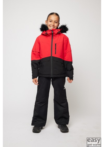 Winter skiing jacket for girls SKOGSTAD KOLLEFJELLET wine red