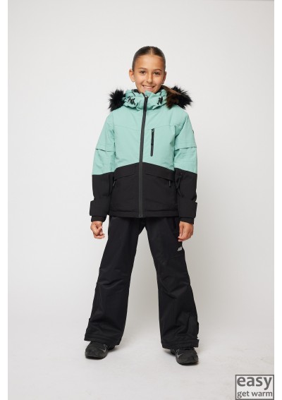 Winter skiing jacket for girls SKOGSTAD KOLLEFJELLET oil blue