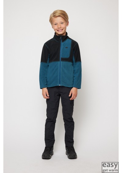 Fleece jacket for kids SKOGSTAD TROMS teal blue