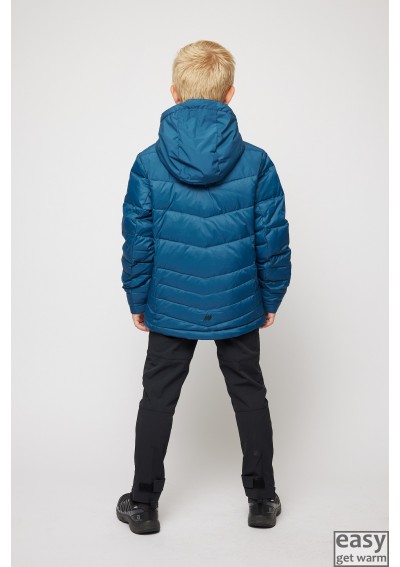 Winter down jacket for boys SKOGSTAD HURESET teal blue