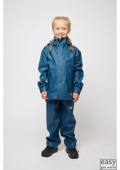 Rain clothes set for kids SKOGSTAD ESPEVAER blue teal