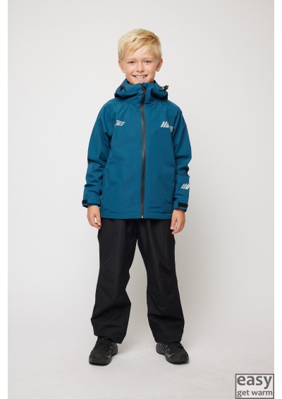 Rain jacket for kids SKOGSTAD RISOY blue teal
