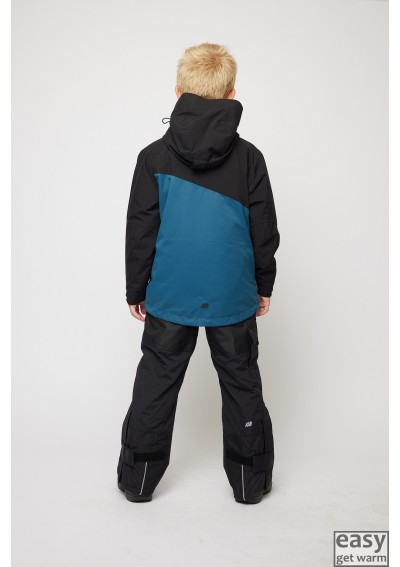 Winter skiing jacket for boys SKOGSTAD FUR blue teal