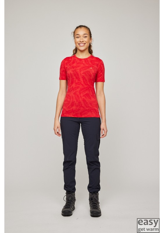 Thermo merino wool t-shirts for women SKOGSTAD DALSNIBBA red