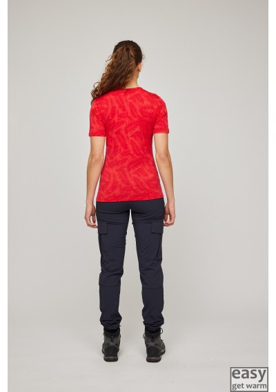 Thermo merino wool t-shirts for women SKOGSTAD DALSNIBBA red