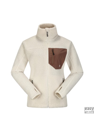 Pile fleece jacket for women SKOGSTAD HJERTAS vanilla ice